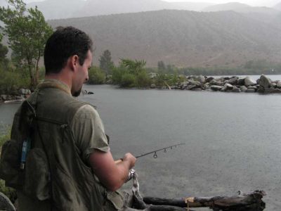 Convict lake in the rain
At Garry's Famous spot......Rain sux when you dont have the right gear!
