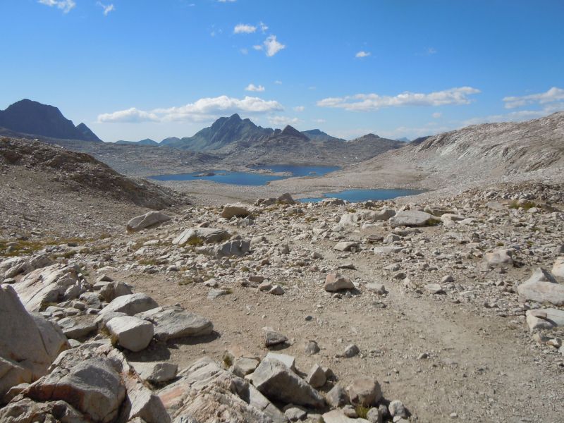 Looking north over wanda lakes, McDermand lake from top of Muir Pass
