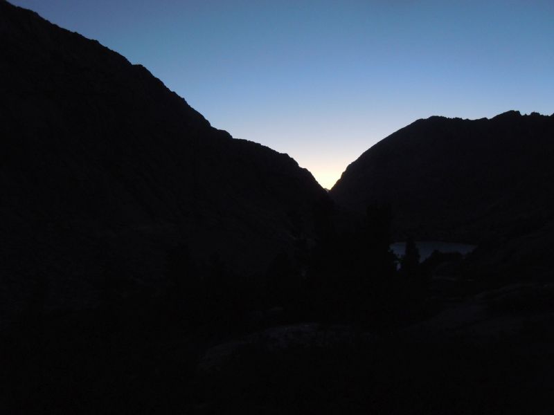 Sunset from camp in between Palisade Lakes
